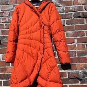 Patagonia Women’s Longline Down Puffer Coat Jacket | S | Orange